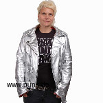 Silver coloured girls leatherjacket de luxe