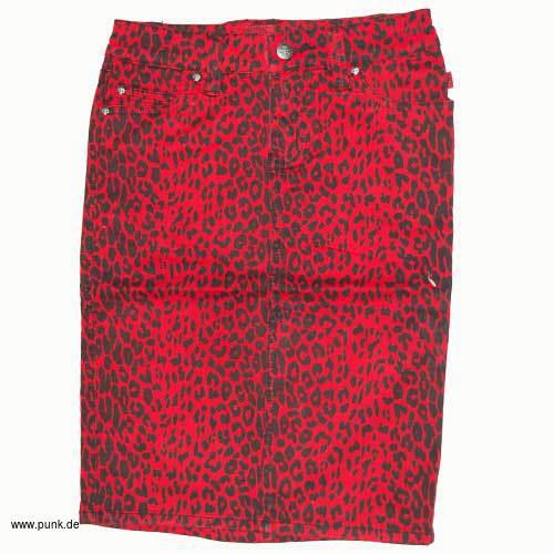 : Knielanger Leopardenrock, rot