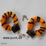 : Tigerplüsch-Handschellen, schwarz-gelb