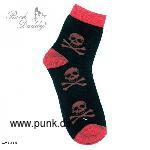 Rock Daddy: Socken mit roten Totenköpfen und Knochen