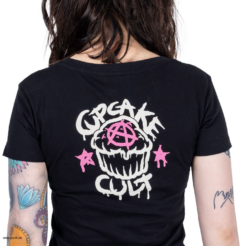 Cupcake Cult: Cat Reaper Girlshirt, schwarz