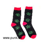 Schwarze Socken mit grünen Hanfblättern