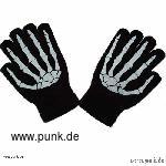 Handschuhe, schwarz mit weißen Knochen