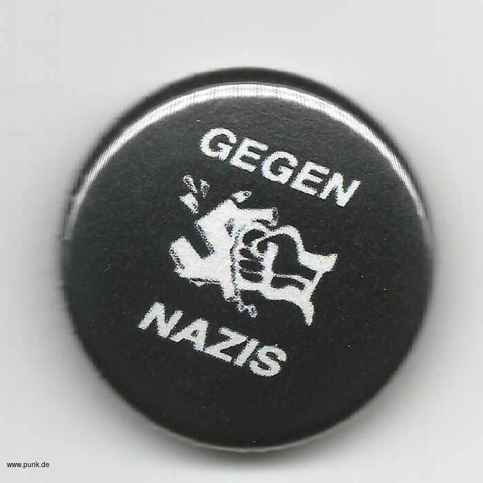 : GEGEN NAZIS Button, schwarz