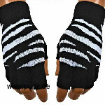Fingerlose Handschuhe schwarz-weiß Zebra