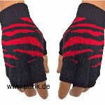 Fingerlose Handschuhe schwarz-rot Zebra