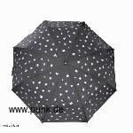 : Schwarzer Regenschirm mit weißen Sternen