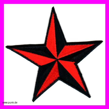 : Nautical star Aufnäher / Aufbügler rot